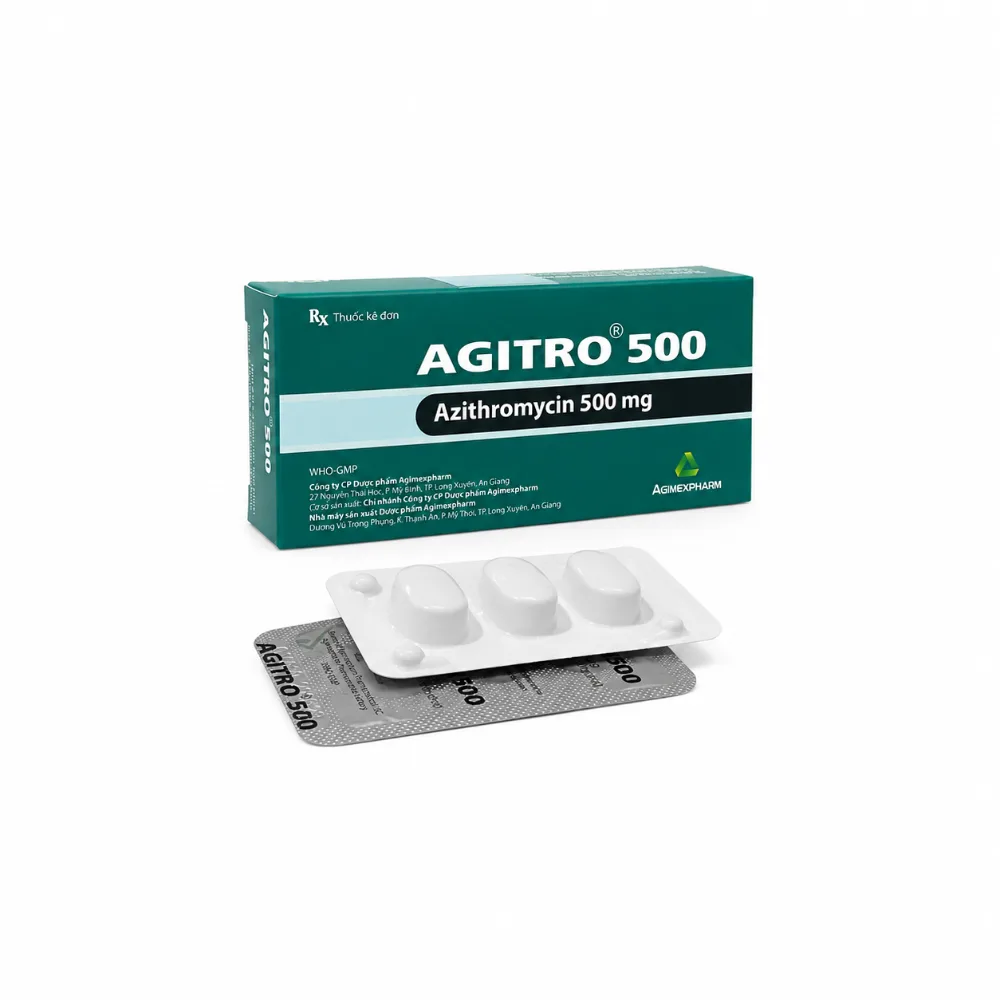 Agitro 500 trị nhiễm khuẩn gây ra bởi vi khuẩn nhạy cảm