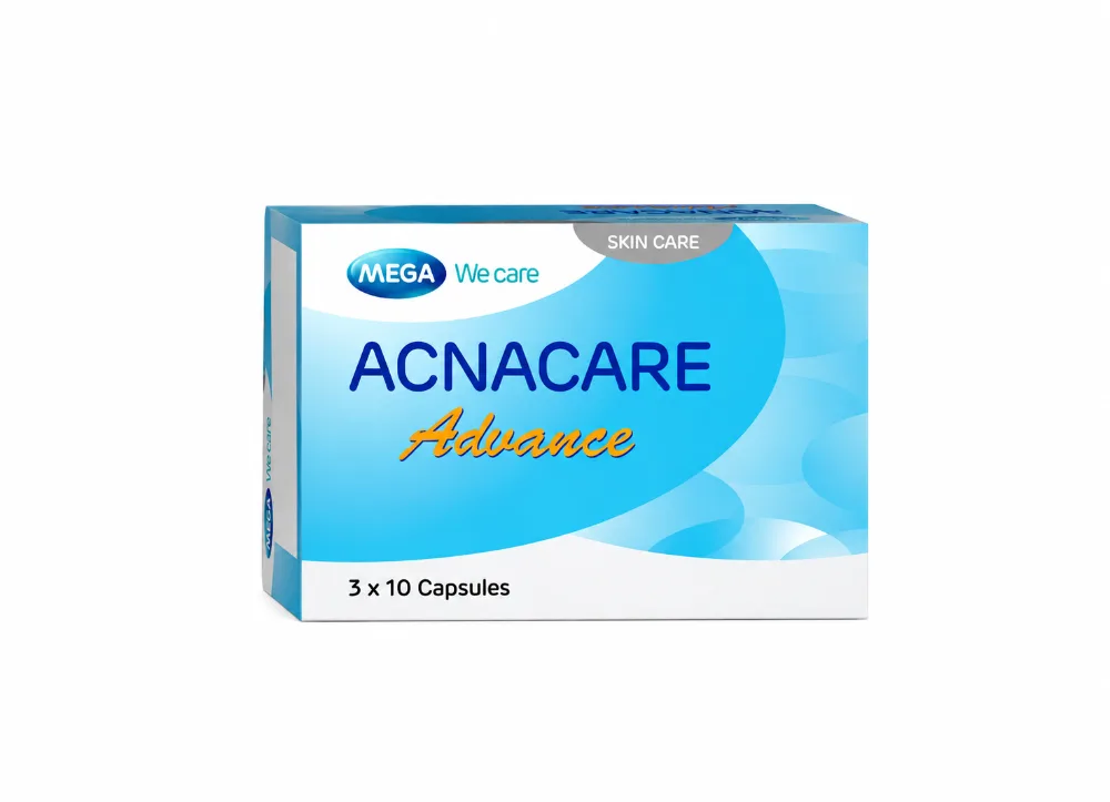 Acnacare Advance (Bản mới) Viên Uống Giảm Mụn, Kiểm Soát Nhờn, Chống Lão Hóa Da Mega We Care Hộp 30 viên