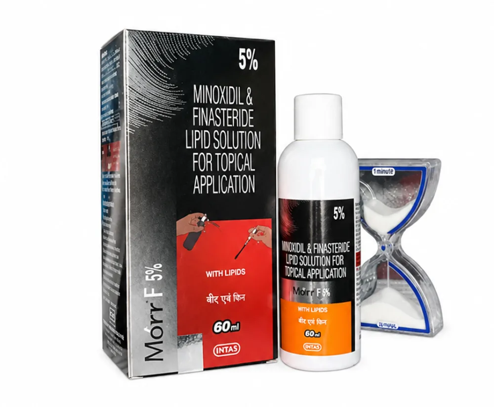 MORR F5 Thuốc Mọc tóc (60ml) 5% minoxidil & 0.1% finasteride, trị hói đầu, ngăn rụng tóc, kích thích mọc tóc