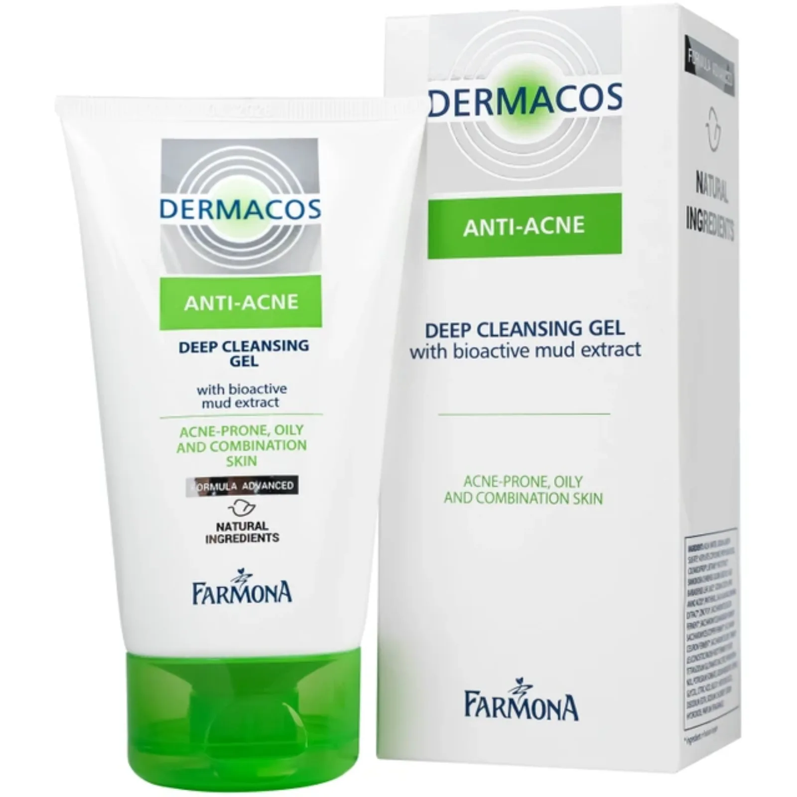 Farmona Dermacos Anti-Acne Deep Cleansing Gel with Bioactive Mud Extract 150ml - Gel rửa sạch sâu ngừa mụn chứa Bùn hoạt tính