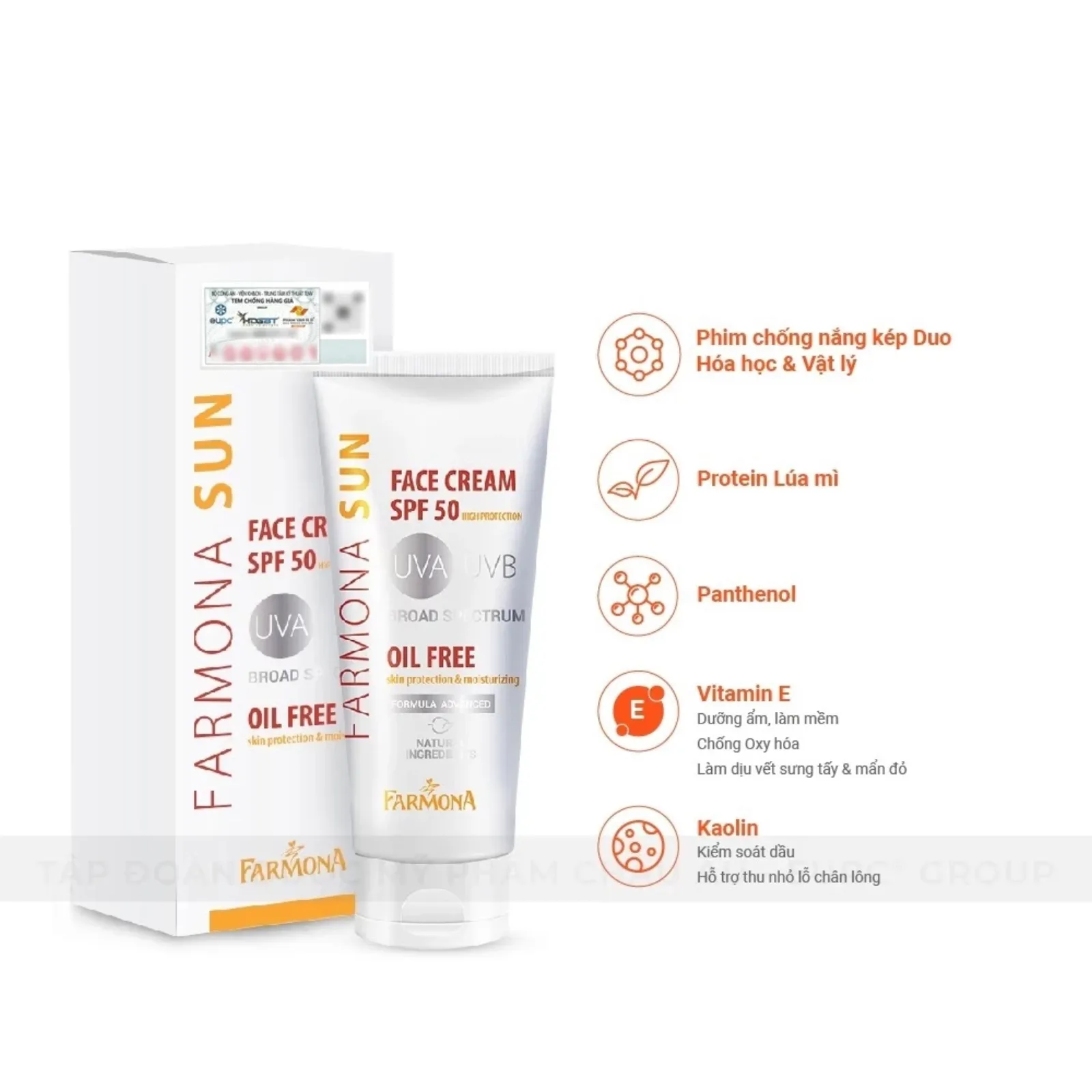 Farmona Sun Face Cream SPF50 Oil Free 50ml - Kem chống nắng SPF50 không chứa dầu cho da mặt