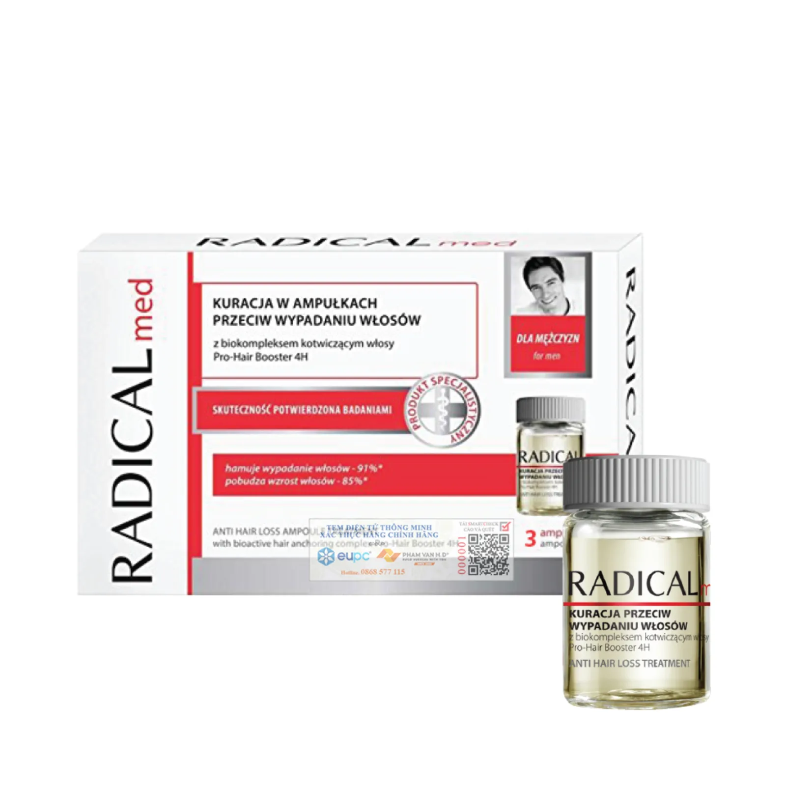 Radical Med Anti Hair Loss Ampoule Treatment (for Men) 3x5ml - Tinh chất giúp ngừa rụng tóc Nam