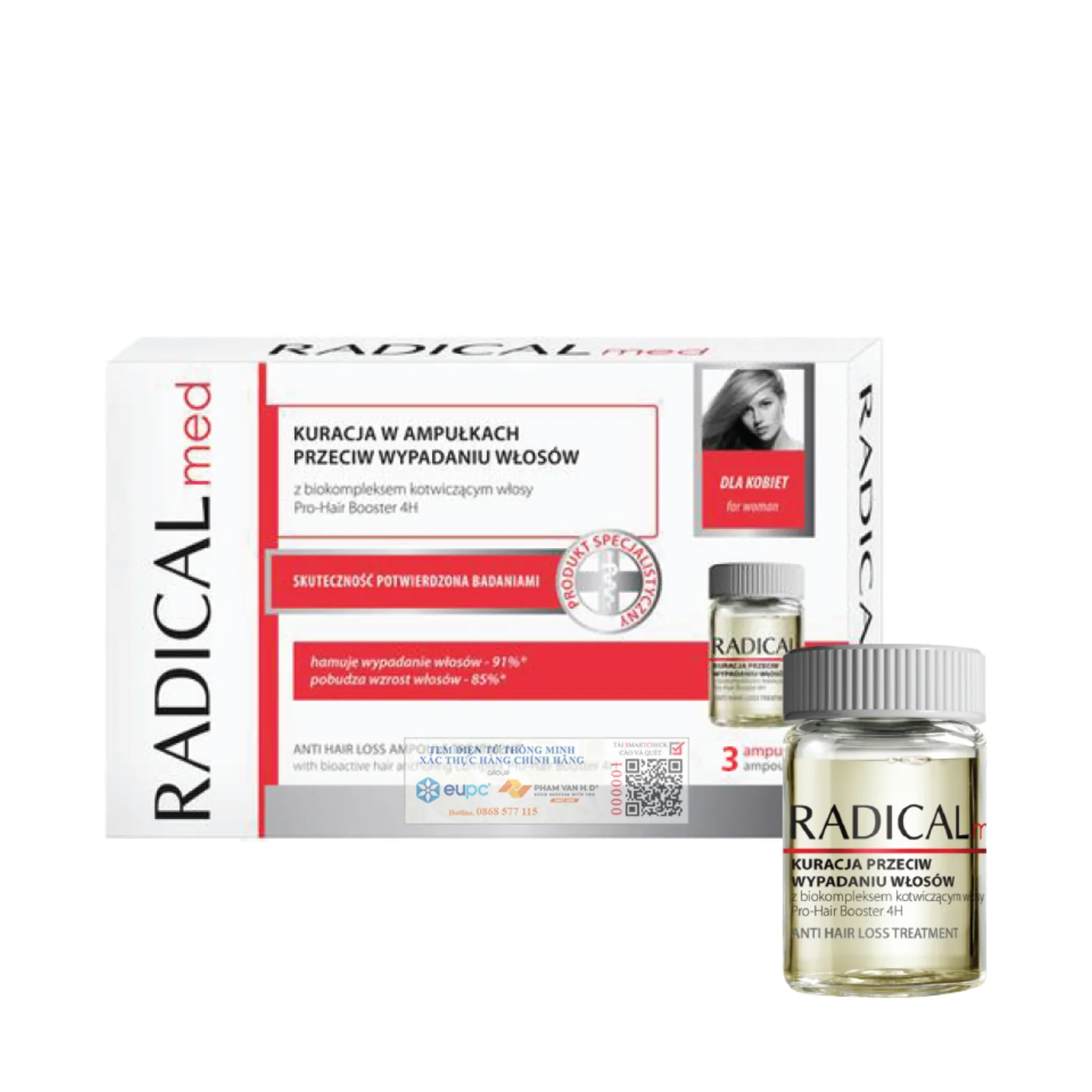 Radical Med Anti Hair Loss Ampoule Treatment (for Woman) 3x5ml - Tinh chất giúp ngừa rụng tóc Nữ