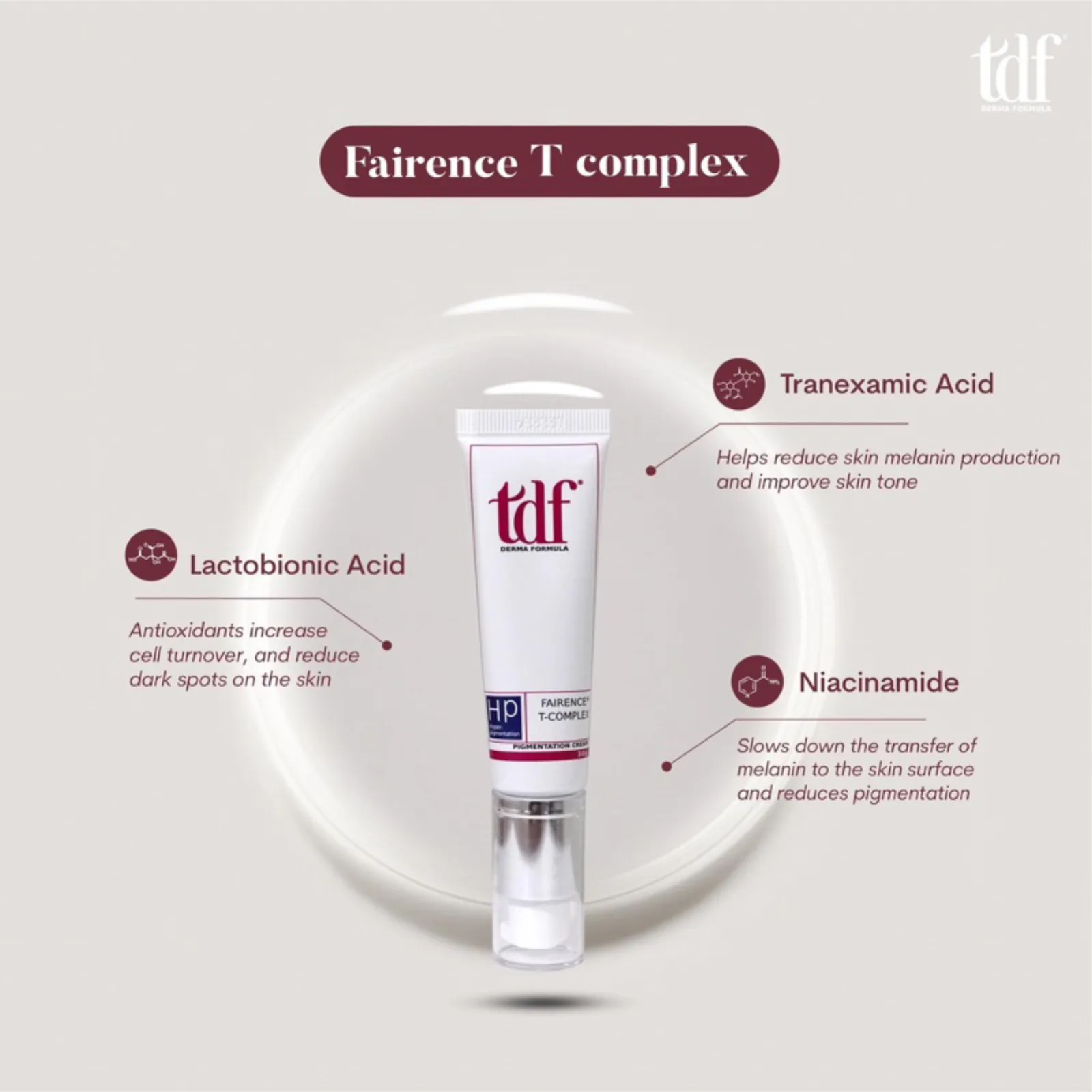 TDF FAIRENCE T-COMPLEX 30g - thổi bay gốc nám, trắng sáng làn da